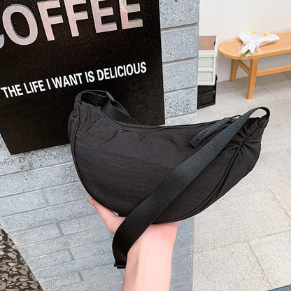 Simple Casual Solid Color Nylon Crossbody Bag
