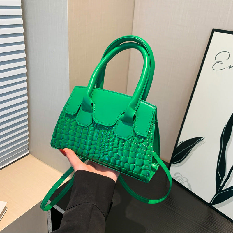 Sac à bandoulière tendance à motif pierre de couleur unie 