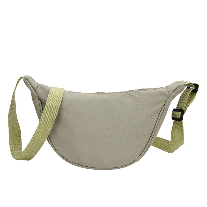 Sac à bandoulière simple et tendance pour femme, couleur unie, fermeture éclair, forme boulette 