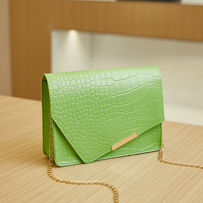 Women Fashion Solid Color PU Flap Square Chain Crossbody Bag