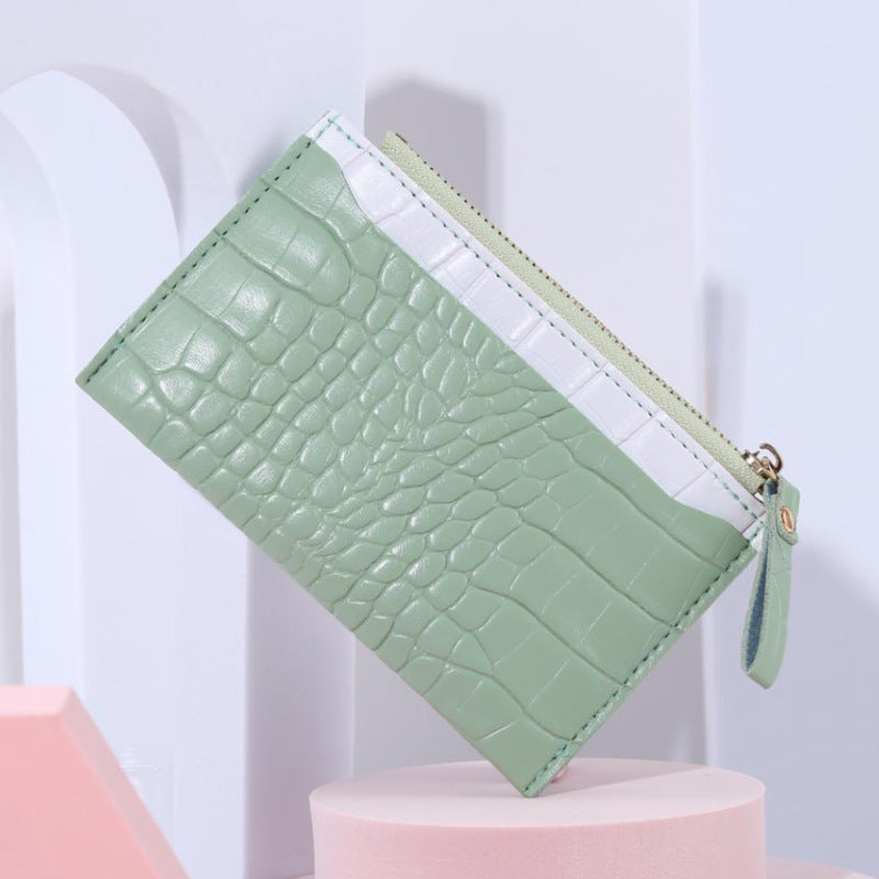 Women Fashion Crocodile Pattern Multi-Card Coin Purse