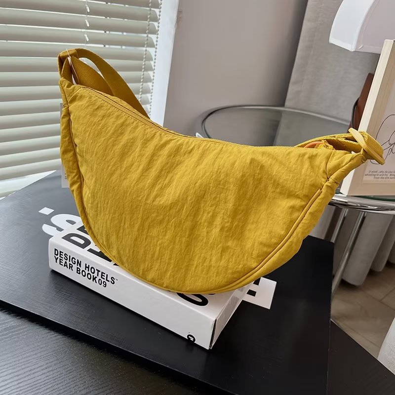 Women Casual Solid Color Waterproof Lightweight Dumpling Shaped Crossbody Bag