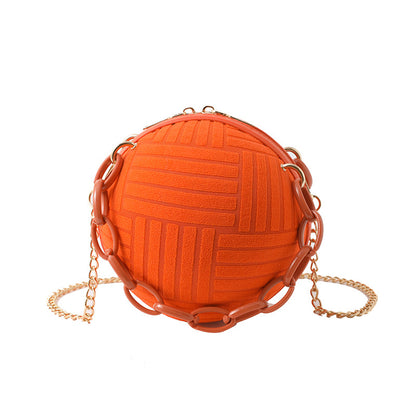 Women Fashionable Solid Color Round Ball Chain Crossbody Bag