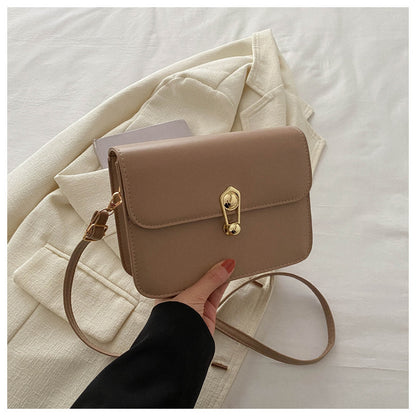 Simple Solid Color Lock Square Crossbody Bag