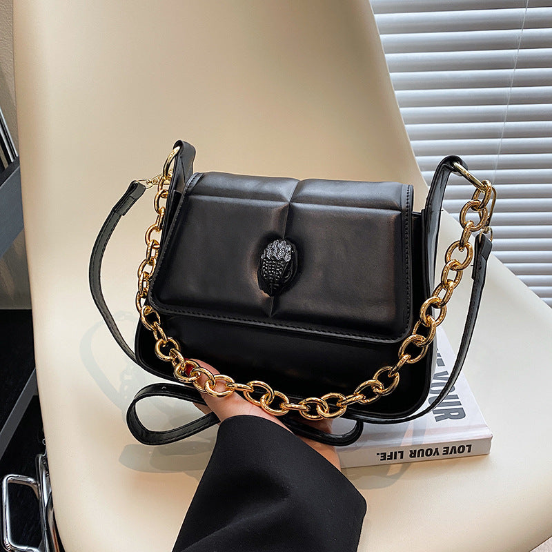 Women Fashion Solid Color Flap Chain Square PU Crossbody Bag