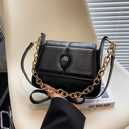 Women Fashion Solid Color Flap Chain Square PU Crossbody Bag