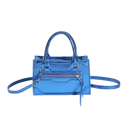 Women Fashionable Simple Solid Color Zipper Square Crossbody Bag