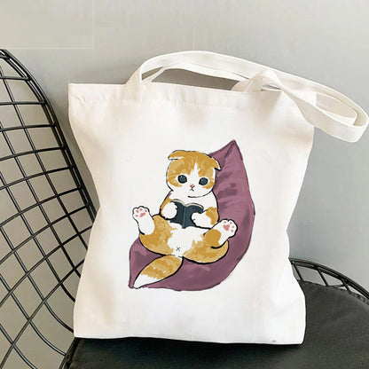 Sac fourre-tout en toile grande capacité pour femme, décontracté, motif dessin animé 
