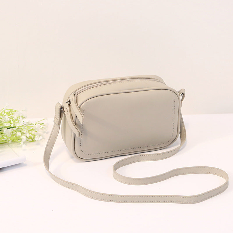 Women Fashionable Simple Solid Color Square Zipper PU Crossbody Bag