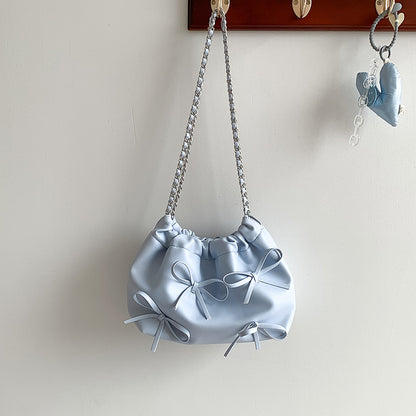 Women Fashion Bow Embellished PU Shoulder Bag