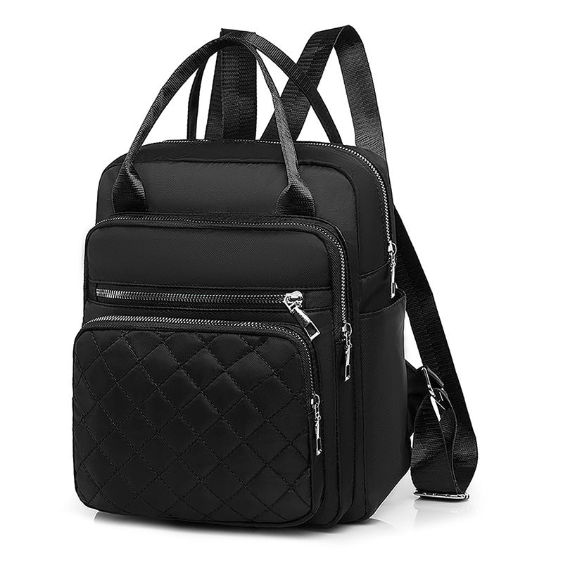 Women Casual Multi Pocket Design Solid Color Large Capacity Quilted Backpack