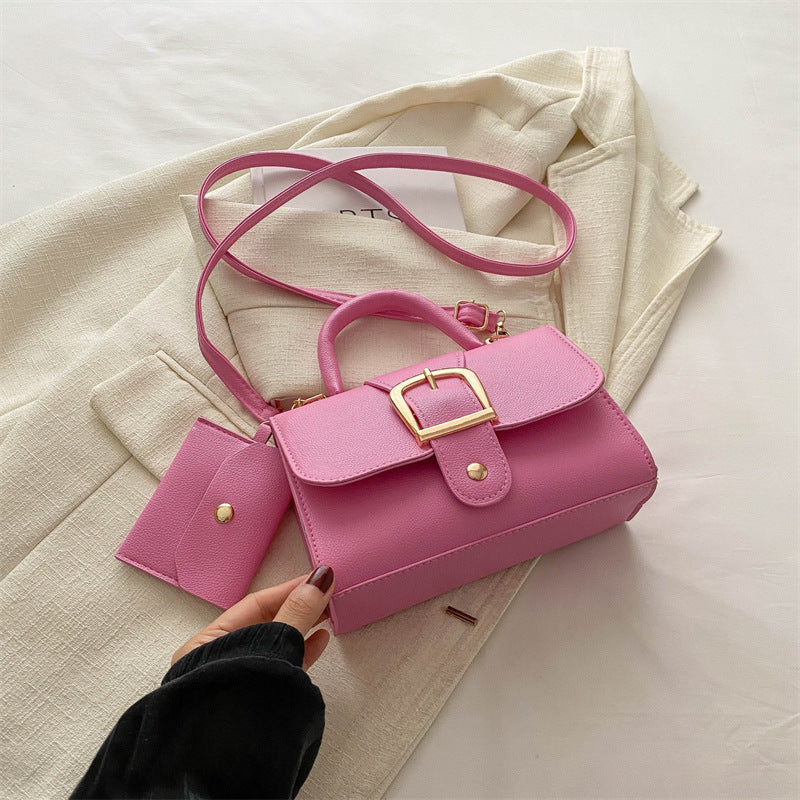 Fashion Solid Color Flip Square Shoulder Bag