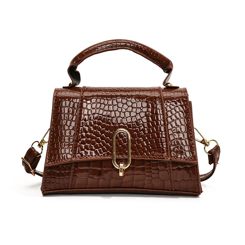 Fashion Solid Color Stone Pattern Shoulder Bag