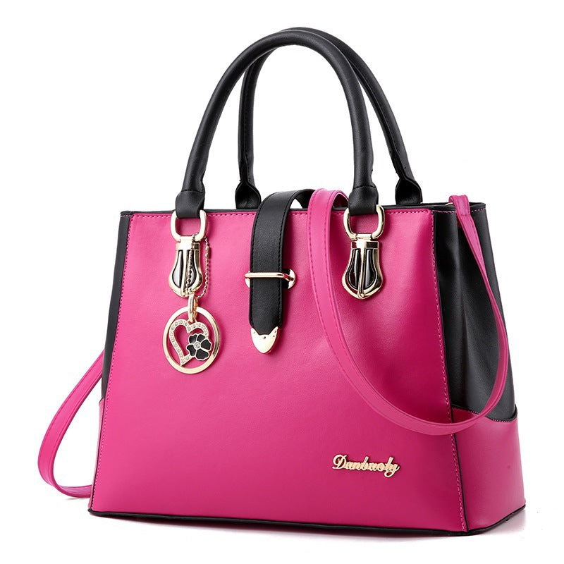 Women Fashion Casual Color Contrast Large Capacity Handbag
