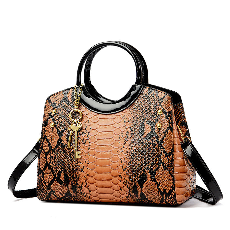 Women Fashion Casual Serpentine Printed Handbag