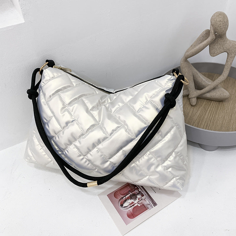 Sac à bandoulière en PU pour femme, décontracté, basique, coutures apparentes, couleur unie, grande capacité 