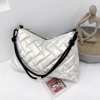 Sac à bandoulière en PU pour femme, décontracté, basique, coutures apparentes, couleur unie, grande capacité 