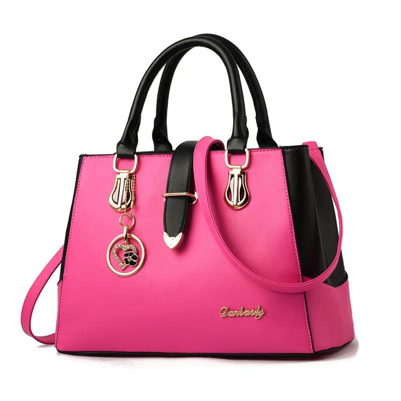 Women Fashion Casual Color Blocked Handbag