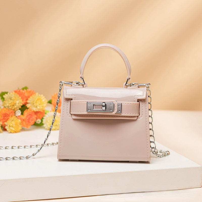 Sac à bandoulière en PU de couleur unie avec mini boucle pour femme 