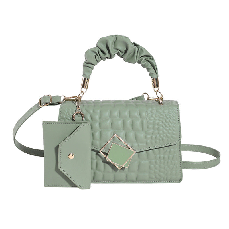 Fashion Solid Color Crocodile Embossed Shoulder Bag