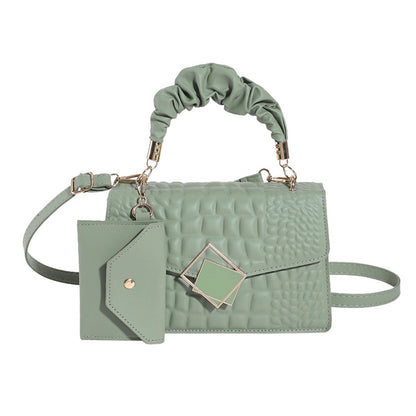 Fashion Solid Color Crocodile Embossed Shoulder Bag