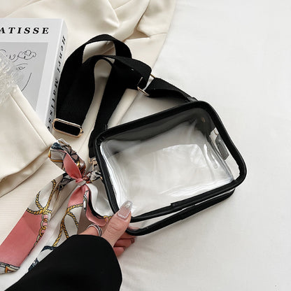 Women'S Fashion Transparent Clear Wide Strap Crossbody Bag