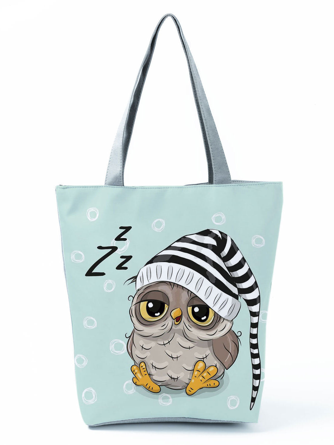 Simple White Creative Cartoon Owl Print Shopping Bag