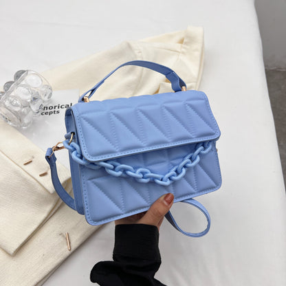 Petit sac à main carré rétro tendance avec chaîne rhomboïdale 