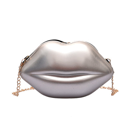 Women'S Fashion Personality Lips Patent Leather Chain One Shoulder Bag