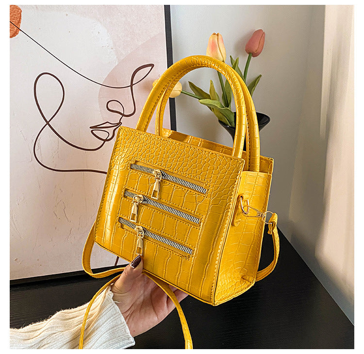 Women Fashion Casual Simple Solid Color Zipper Handbag