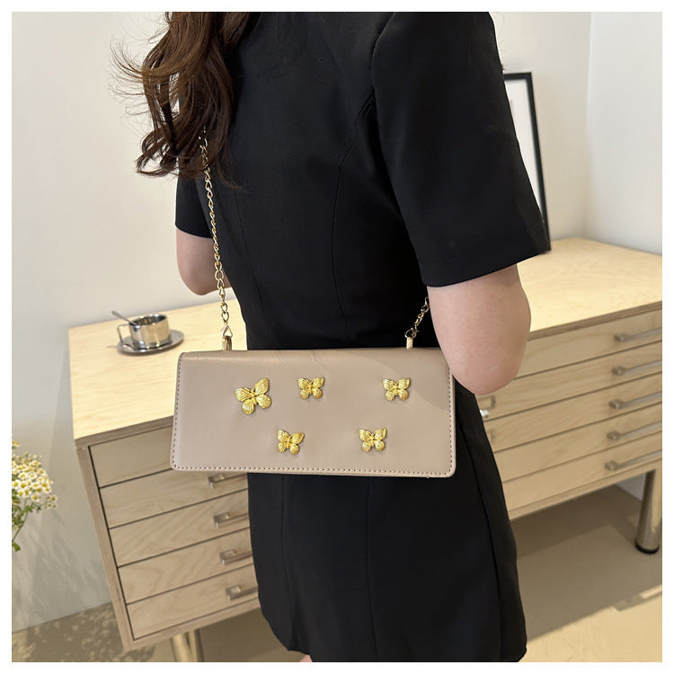 Sac à bandoulière carré à chaîne papillon tendance 