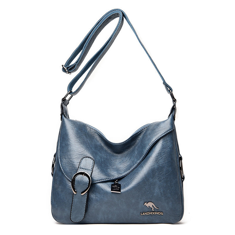 Sac à bandoulière en cuir PU souple vintage simple pour femme 