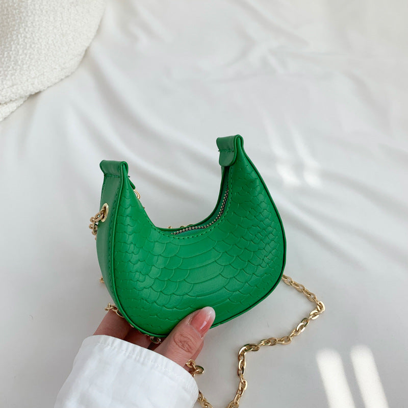 Mini sac bandoulière décontracté à chaîne et fermeture éclair en forme de boulette pour femme, couleur unie 