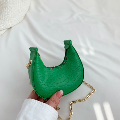 Mini sac bandoulière décontracté à chaîne et fermeture éclair en forme de boulette pour femme, couleur unie 