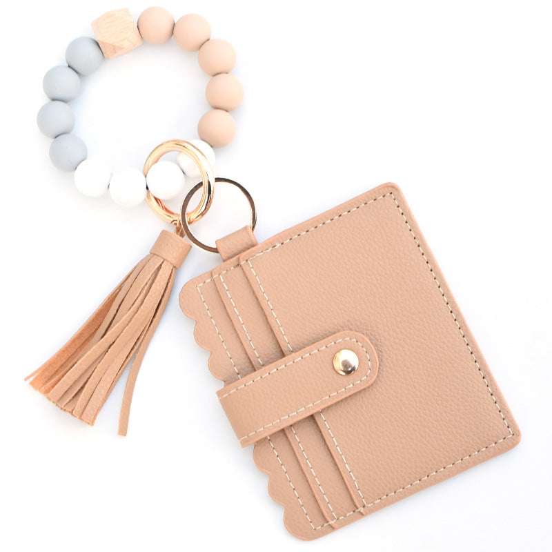 Women Fashion Beaded Pu Tassel Coin Purse