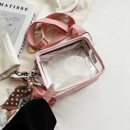 Women'S Fashion Transparent Clear Wide Strap Crossbody Bag