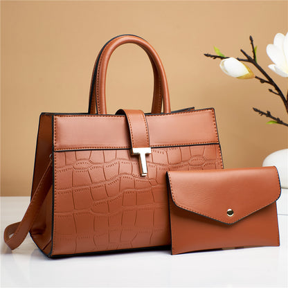 Women'S Fashion Embossed Crocodile Print Handbag Set