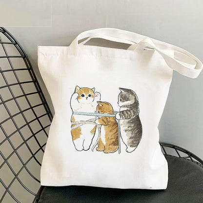 Sac fourre-tout en toile grande capacité pour femme, décontracté, motif dessin animé 