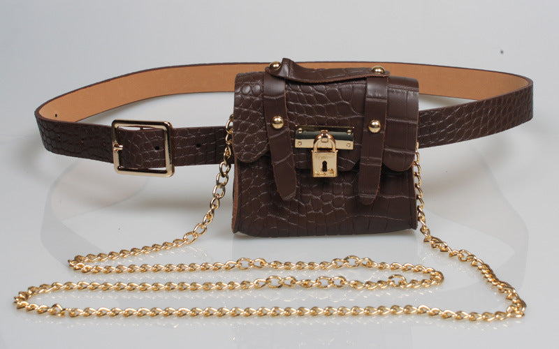 Women Fashion Waist Bag Belt Metal Chain Vintage Belt Bag