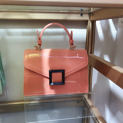 Jelly Bag Transparent PVC Women Gradient Color Small Square Bag