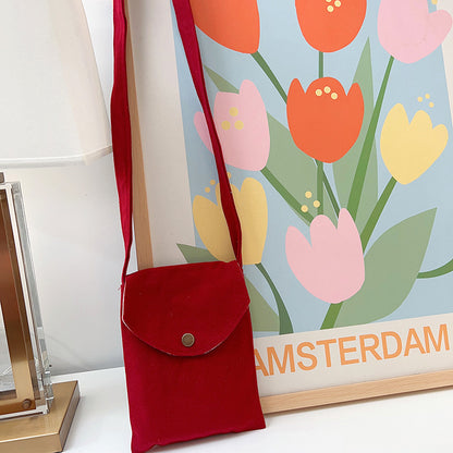 Mini sac à bandoulière en toile de couleur unie pour femme, simple et tendance, style macaron 