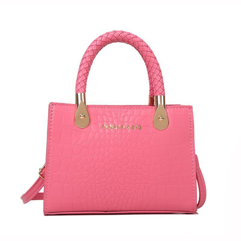 Sac à main à bandoulière tendance de grande capacité, couleur unie, imprimé pierre 