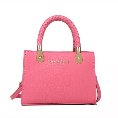 Sac à main à bandoulière tendance de grande capacité, couleur unie, imprimé pierre 