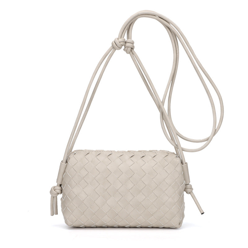 Women Fashion Solid Color Woven Diamond Square Crossbody Bag