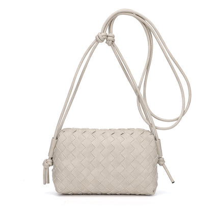 Women Fashion Solid Color Woven Diamond Square Crossbody Bag