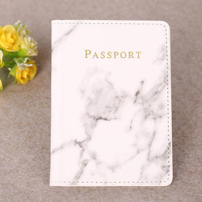 Fashion Passport Cover PU Marble Style Travel ID Credit Card Passport Holder Purse Bag