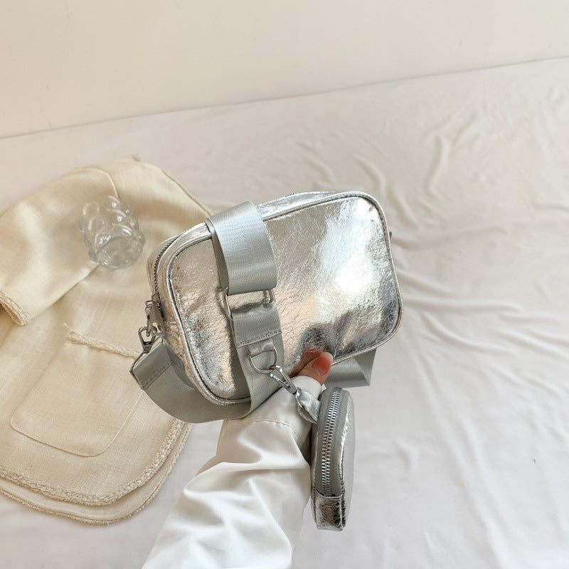 Ensemble deux pièces de sacs à bandoulière carrés, décontractés et simples, de couleur unie, pour femmes 