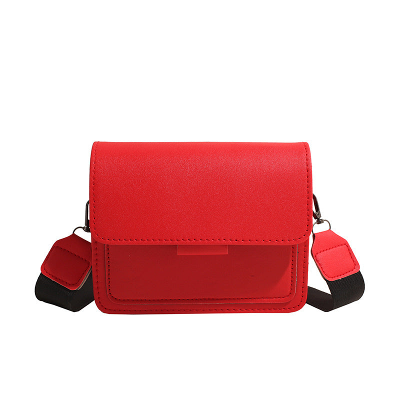 Women Fashion Casual Solid Color Wide Strap Square Crossbody Bag