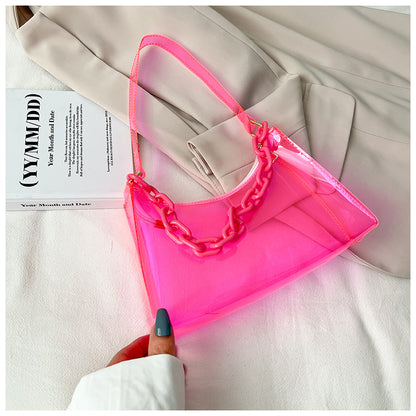 Sac à bandoulière transparent de couleur unie pour femme 