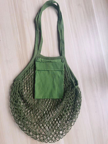 Fashion Solid Color Cotton Knitted Shopping Net Bag Beach Bag